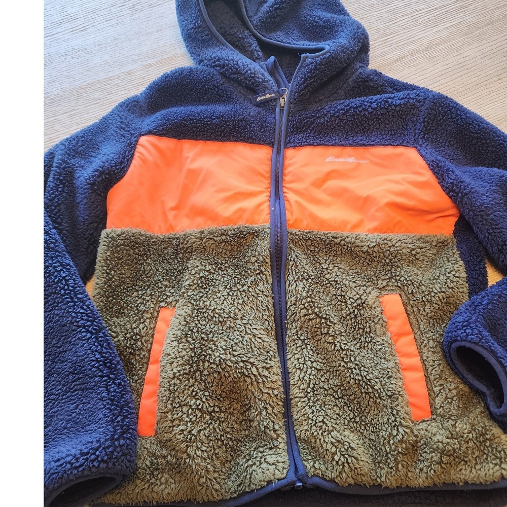 ⛺️Eddie Bauer Kids Colorblock Sherpa Fleece Hooded Jacket. Kidcore retro unisex